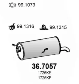 36.7057 ASSO Глушитель выхлопных газов конечный 36.7057 ASSO Глушитель выхлопных газов конечный