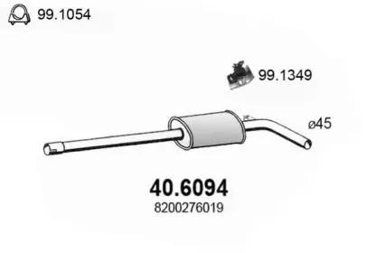 40.6094 ASSO Средний глушитель выхлопных газов 40.6094 ASSO Средний глушитель выхлопных газов