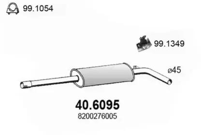 40.6095 ASSO Средний глушитель выхлопных газов 40.6095 ASSO Средний глушитель выхлопных газов