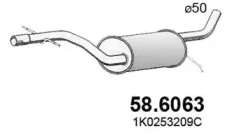 58.6063 ASSO Средний глушитель выхлопных газов 58.6063 ASSO Средний глушитель выхлопных газов