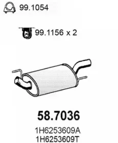 58.7036 ASSO Глушитель выхлопных газов конечный 58.7036 ASSO Глушитель выхлопных газов конечный