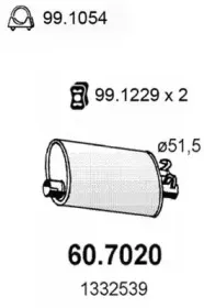 60.7020 ASSO Глушитель выхлопных газов конечный 60.7020 ASSO Глушитель выхлопных газов конечный