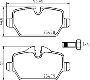 8DB 355 020-111 HELLA Комплект тормозных колодок, дисковый тормоз 8DB 355 020-111 HELLA Комплект тормозных колодок, дисковый тормоз