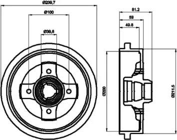 8DT 355 301-701 HELLA Тормозной барабан 8DT 355 301-701 HELLA Тормозной барабан