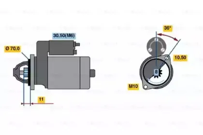 0 986 021 070 BOSCH Стартер 0 986 021 070 BOSCH Стартер