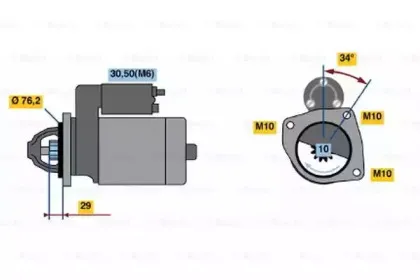 0 986 021 580 BOSCH Стартер 0 986 021 580 BOSCH Стартер