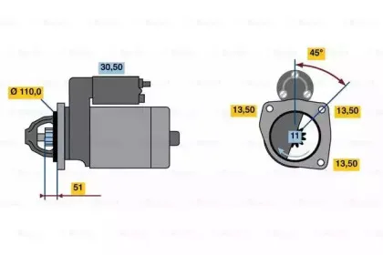 0 001 263 004 BOSCH Стартер 0 001 263 004 BOSCH Стартер