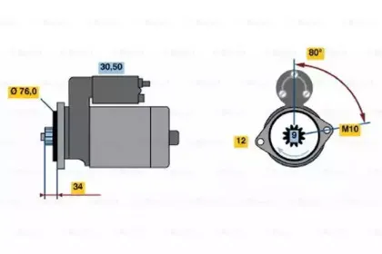 0 986 022 621 BOSCH Стартер 0 986 022 621 BOSCH Стартер