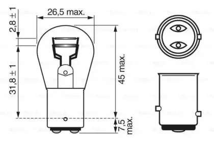 1 987 302 282 BOSCH Лампа накаливания, фонарь сигнала тормоза/задний габаритный 1 987 302 282 BOSCH Лампа накаливания, фонарь сигнала тормоза/задний габаритный