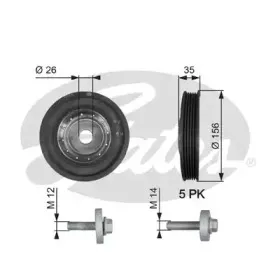 TVD1007A GATES Ременный шкив, коленчатый вал TVD1007A GATES Ременный шкив, коленчатый вал