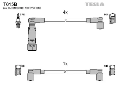 T015B TESLA Комплект проводов зажигания T015B TESLA Комплект проводов зажигания