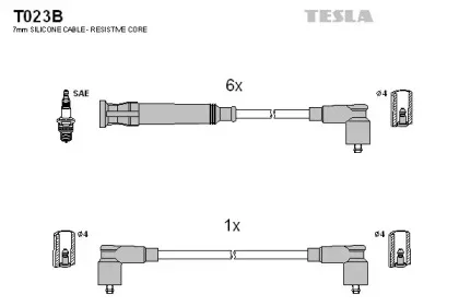 T023B TESLA Комплект проводов зажигания T023B TESLA Комплект проводов зажигания