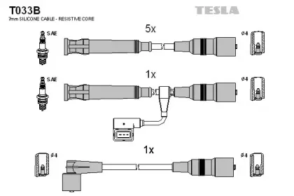 T033B TESLA Комплект проводов зажигания T033B TESLA Комплект проводов зажигания