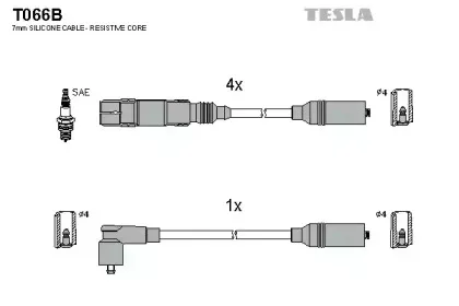 T066B TESLA Комплект проводов зажигания T066B TESLA Комплект проводов зажигания