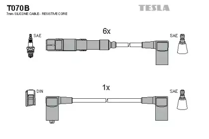 T070B TESLA Комплект проводов зажигания T070B TESLA Комплект проводов зажигания