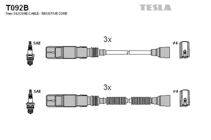T092B TESLA Комплект проводов зажигания T092B TESLA Комплект проводов зажигания