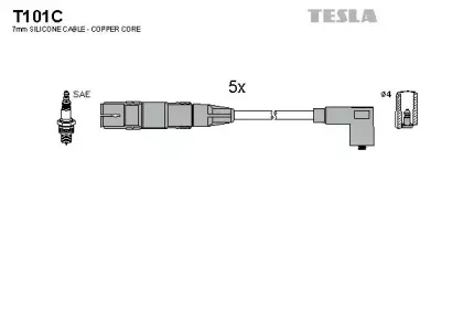 T101C TESLA Комплект проводов зажигания T101C TESLA Комплект проводов зажигания