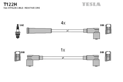 T122H TESLA Комплект проводов зажигания T122H TESLA Комплект проводов зажигания