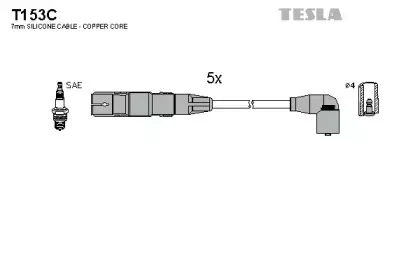 T153C TESLA Комплект проводов зажигания T153C TESLA Комплект проводов зажигания