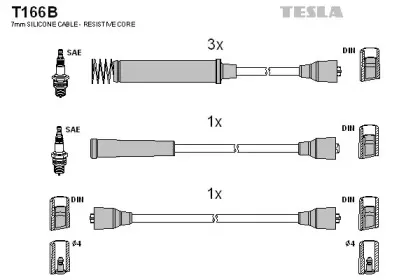 T166B TESLA Комплект проводов зажигания T166B TESLA Комплект проводов зажигания