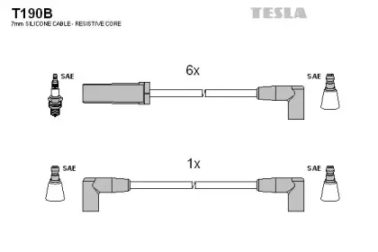 T190B TESLA Комплект проводов зажигания T190B TESLA Комплект проводов зажигания