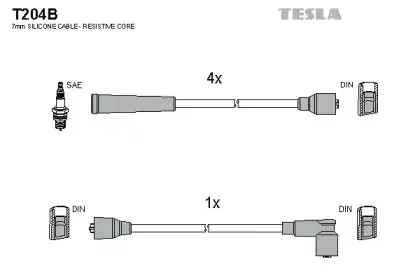 T204B TESLA Комплект проводов зажигания T204B TESLA Комплект проводов зажигания
