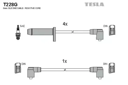 T228G TESLA Комплект проводов зажигания T228G TESLA Комплект проводов зажигания