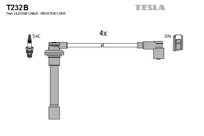 T232B TESLA Комплект проводов зажигания T232B TESLA Комплект проводов зажигания
