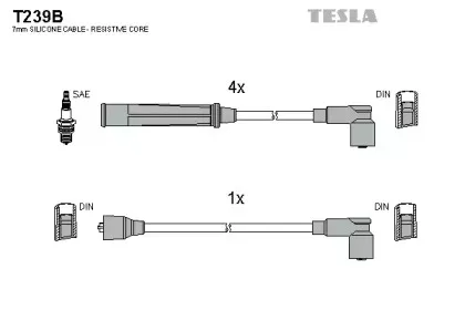 T239B TESLA Комплект проводов зажигания T239B TESLA Комплект проводов зажигания