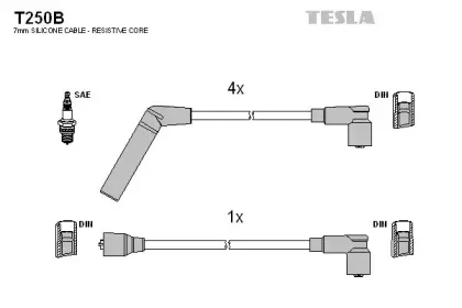 T250B TESLA Комплект проводов зажигания T250B TESLA Комплект проводов зажигания