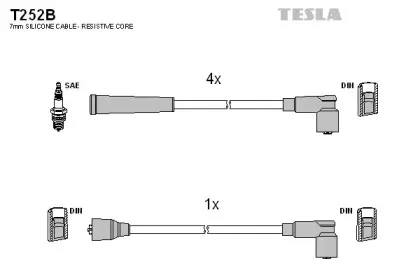T252B TESLA Комплект проводов зажигания T252B TESLA Комплект проводов зажигания