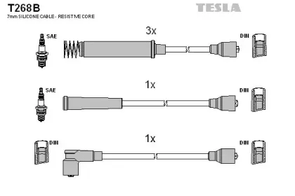 T268B TESLA Комплект проводов зажигания T268B TESLA Комплект проводов зажигания