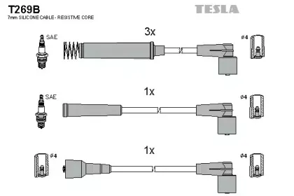 T269B TESLA Комплект проводов зажигания T269B TESLA Комплект проводов зажигания