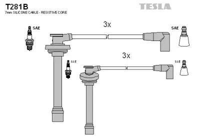 T281B TESLA Комплект проводов зажигания T281B TESLA Комплект проводов зажигания