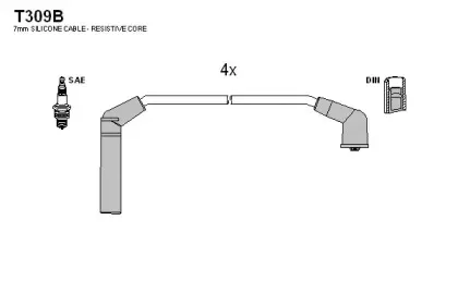 T309B TESLA Комплект проводов зажигания T309B TESLA Комплект проводов зажигания
