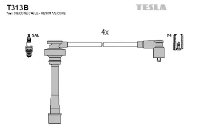 T313B TESLA Комплект проводов зажигания T313B TESLA Комплект проводов зажигания