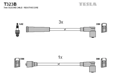 T323B TESLA Комплект проводов зажигания T323B TESLA Комплект проводов зажигания