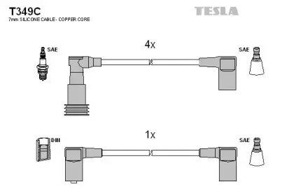 T349C TESLA Комплект проводов зажигания T349C TESLA Комплект проводов зажигания
