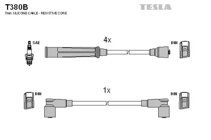 T380B TESLA Комплект проводов зажигания T380B TESLA Комплект проводов зажигания