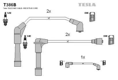 T386B TESLA Комплект проводов зажигания T386B TESLA Комплект проводов зажигания