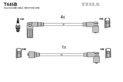 T446B TESLA Комплект проводов зажигания T446B TESLA Комплект проводов зажигания