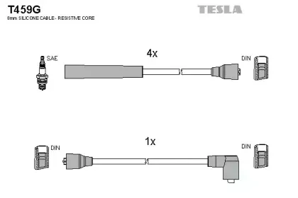 T459G TESLA Комплект проводов зажигания T459G TESLA Комплект проводов зажигания