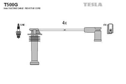 T500G TESLA Комплект проводов зажигания T500G TESLA Комплект проводов зажигания