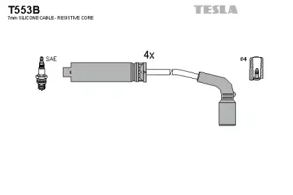 T553B TESLA Комплект проводов зажигания T553B TESLA Комплект проводов зажигания