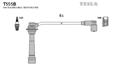 T555B TESLA Комплект проводов зажигания T555B TESLA Комплект проводов зажигания