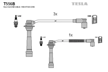 T556B TESLA Комплект проводов зажигания T556B TESLA Комплект проводов зажигания