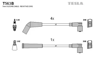 T563B TESLA Комплект проводов зажигания T563B TESLA Комплект проводов зажигания