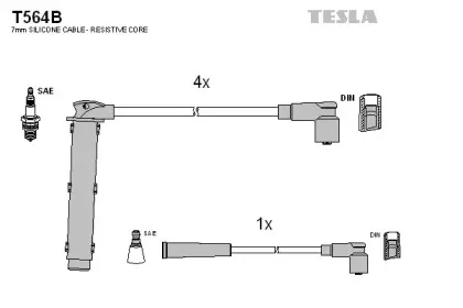 T564B TESLA Комплект проводов зажигания T564B TESLA Комплект проводов зажигания
