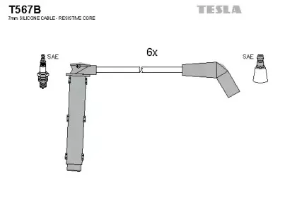 T567B TESLA Комплект проводов зажигания T567B TESLA Комплект проводов зажигания
