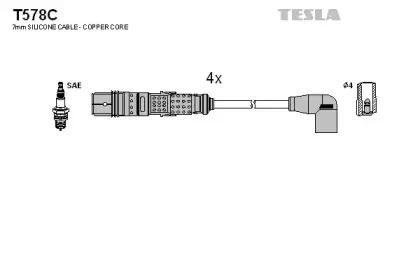 T578C TESLA Комплект проводов зажигания T578C TESLA Комплект проводов зажигания